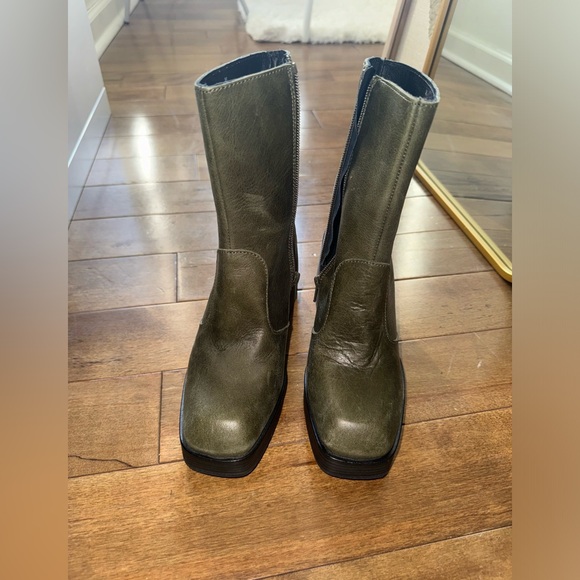 NWOT Free People ruby Platform ankle boots size 36 (5.5 US) - Olive Green - Picture 2 of 6